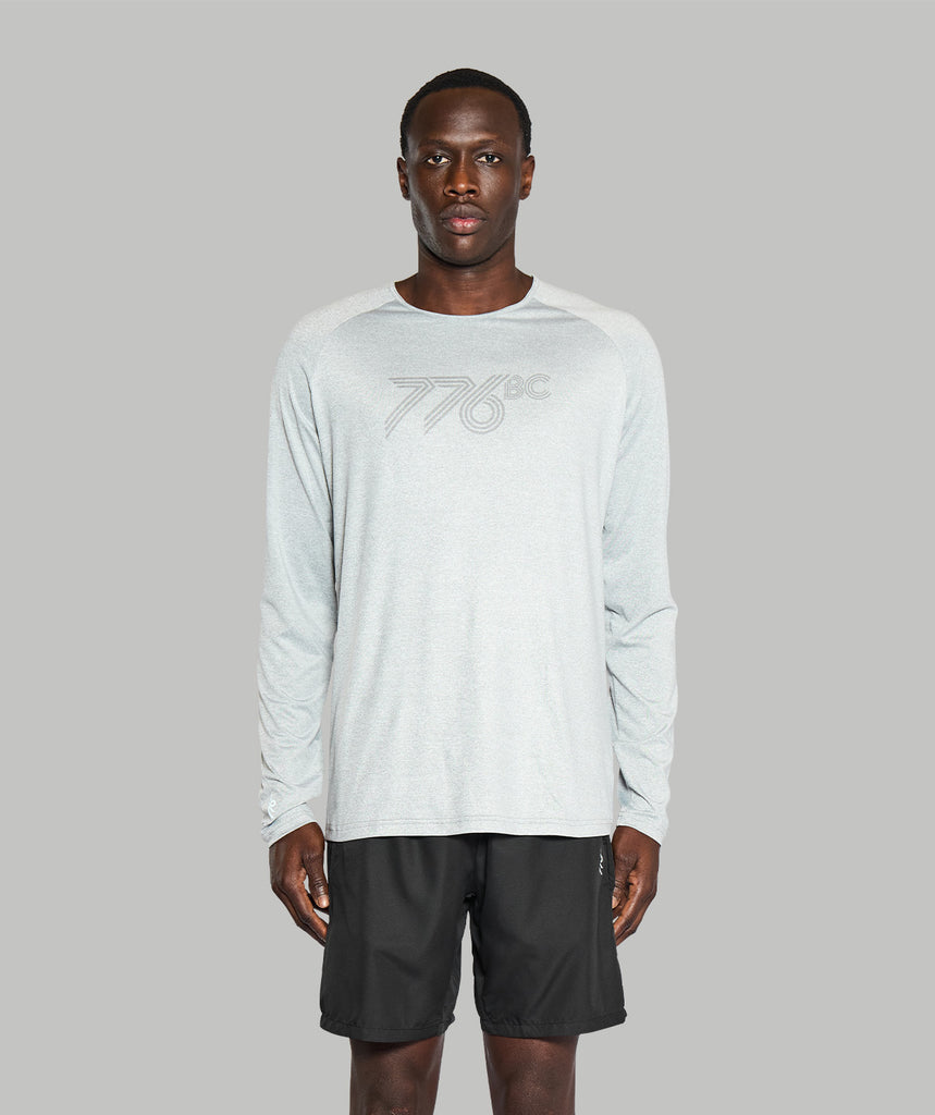 Men's Wreath Active LS T-Shirt - Gray Logo