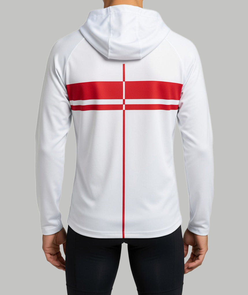 Men's San Diego Rowing Club Masters Aero Sun Hoodie LS - Black/White/Red