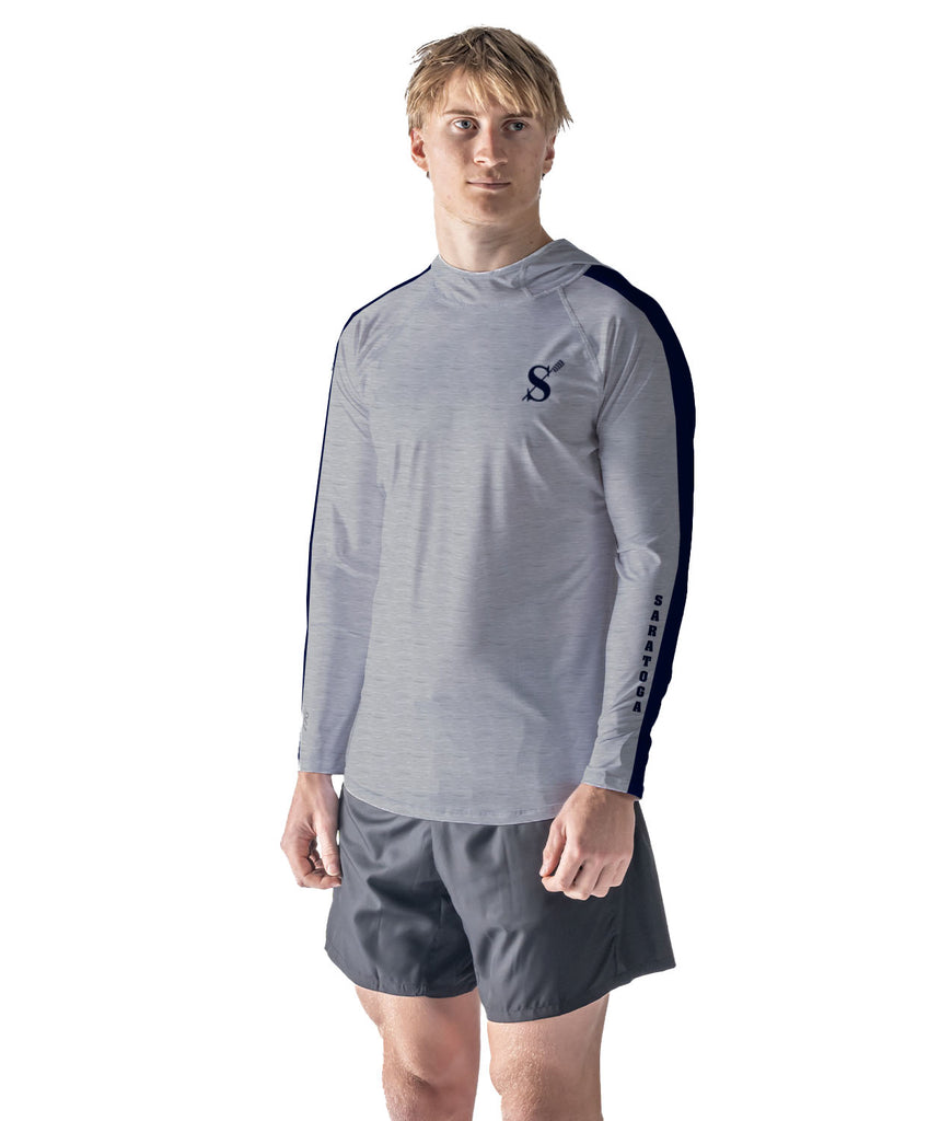 Men's Saratoga Sun Hoodie LS - Grey/Navy