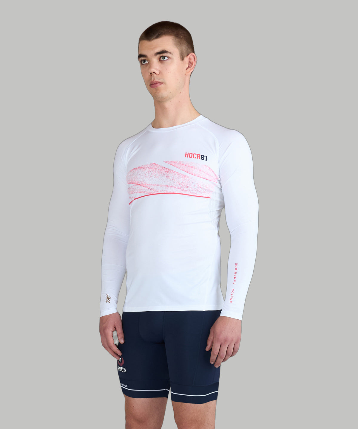 Men's 776BC X HOCR 61 Base Layer LS - White/Crimson