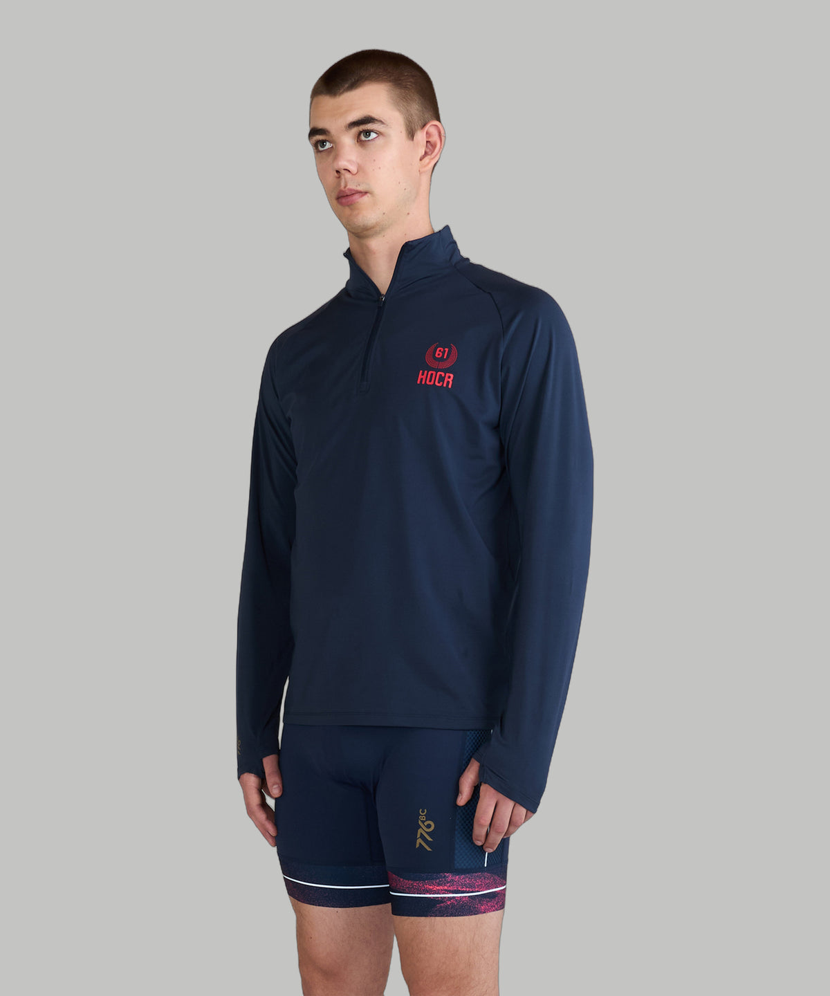 Men's 776BC X HOCR 61 Pro Tour 1/4 Zip LS - Dark Navy/Crimson