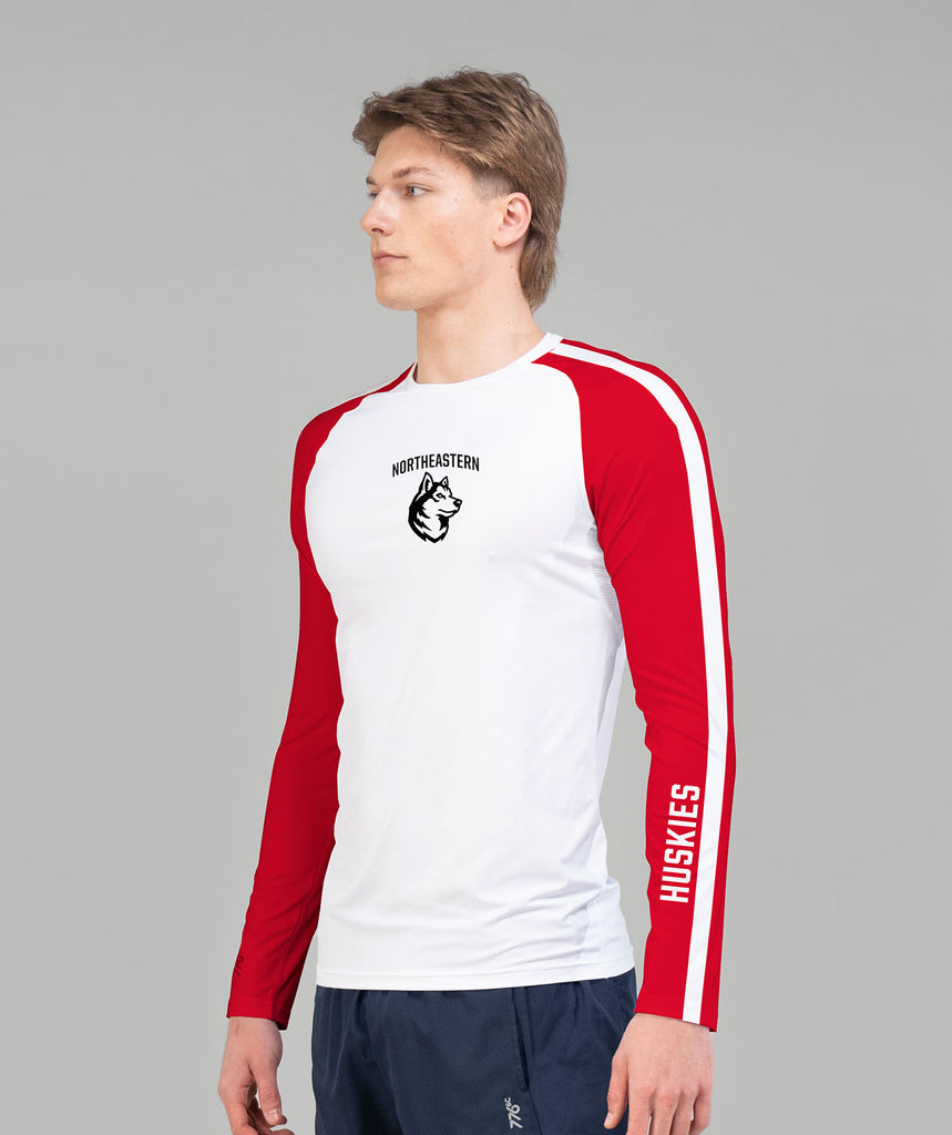 Men's Northeastern University Winter Base Layer LS - White/Red