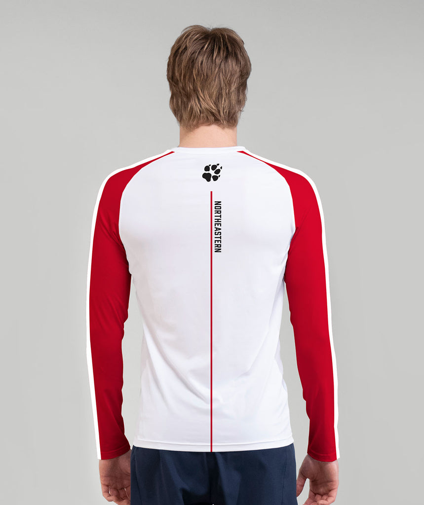 Men's Northeastern University Winter Base Layer LS - White/Red
