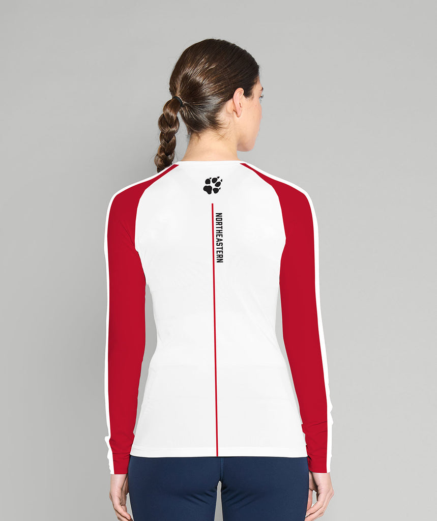 Women's Northeastern University Winter Base Layer LS - White/Red