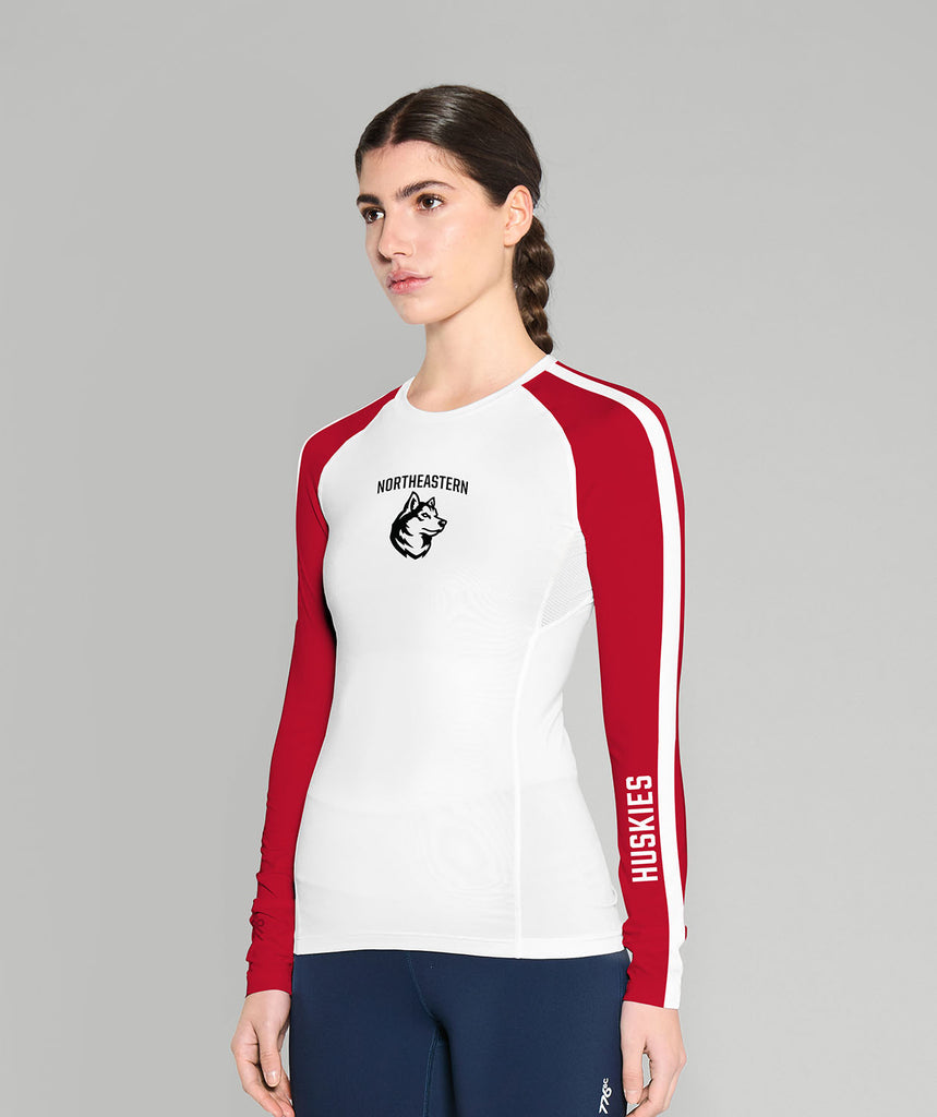 Women's Northeastern University Winter Base Layer LS - White/Red