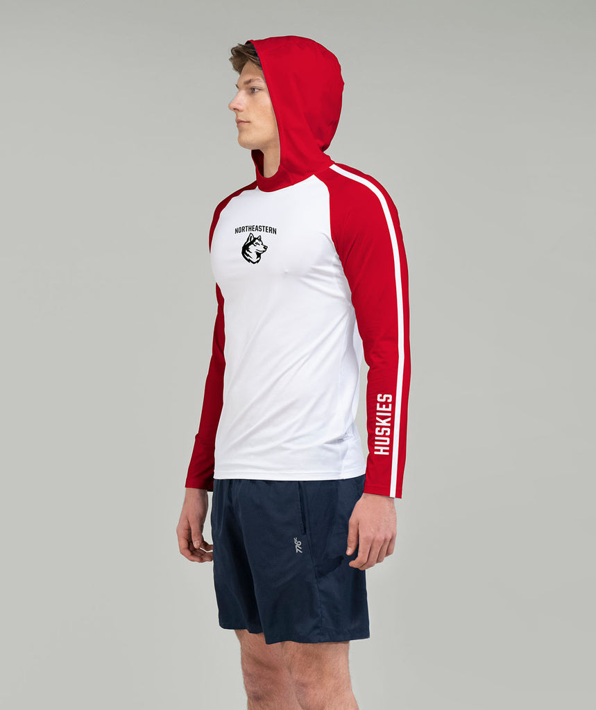 Men's Northeastern University Summer Hoodie LS - White/Red