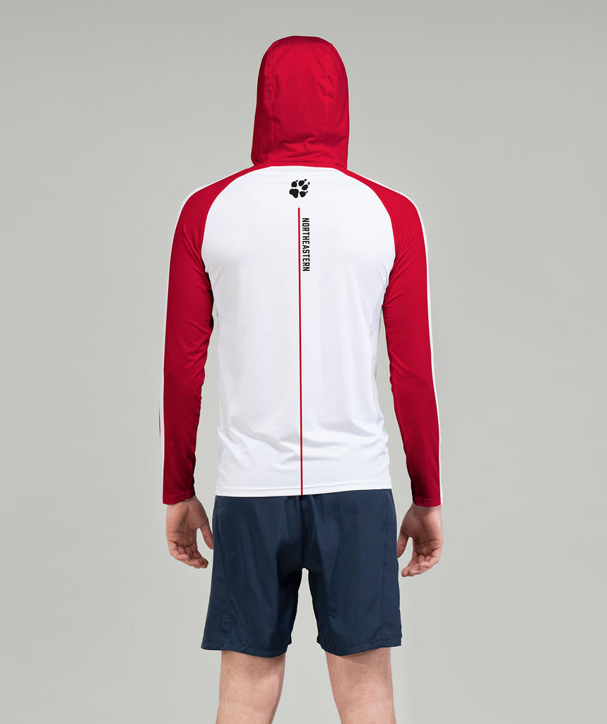 Men's Northeastern University Summer Hoodie LS - White/Red