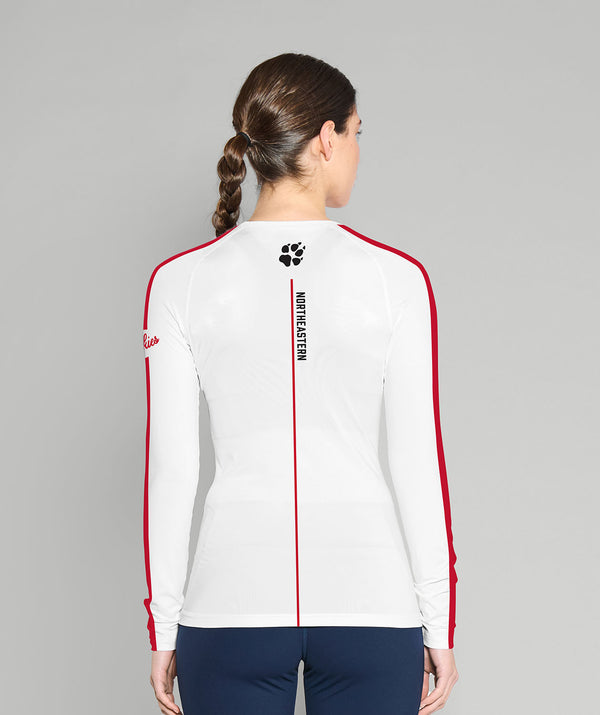 Women's Northeastern University Base Layer LS - White/Red