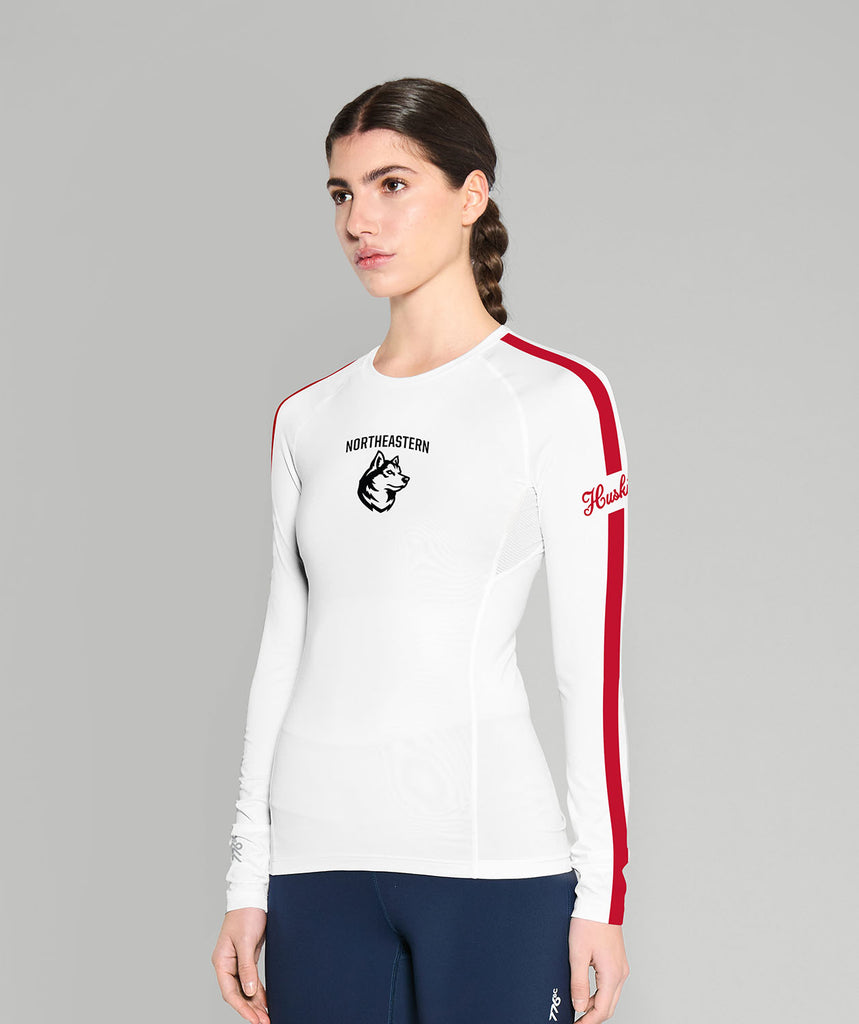 Women's Northeastern University Base Layer LS - White/Red