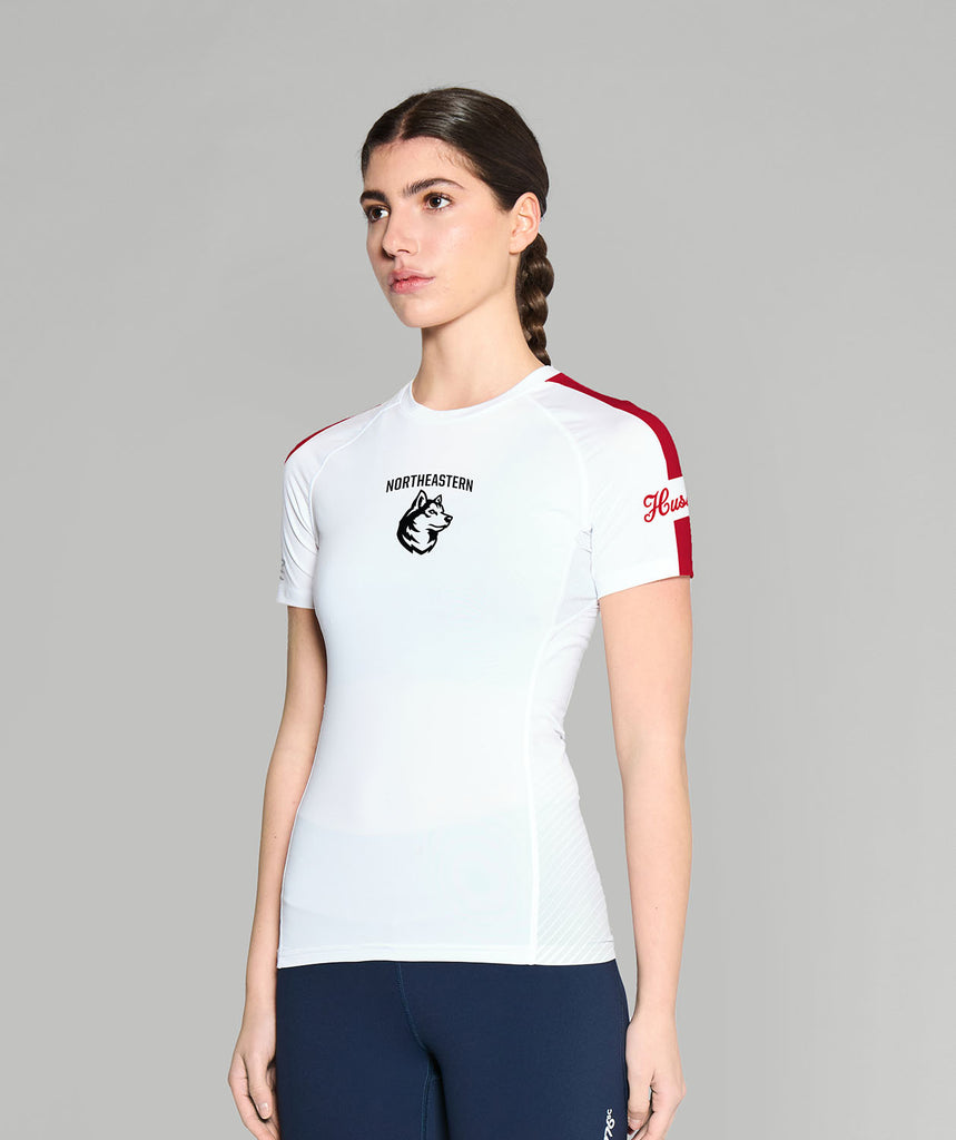 Women's Northeastern University Base Layer SS - White/Red