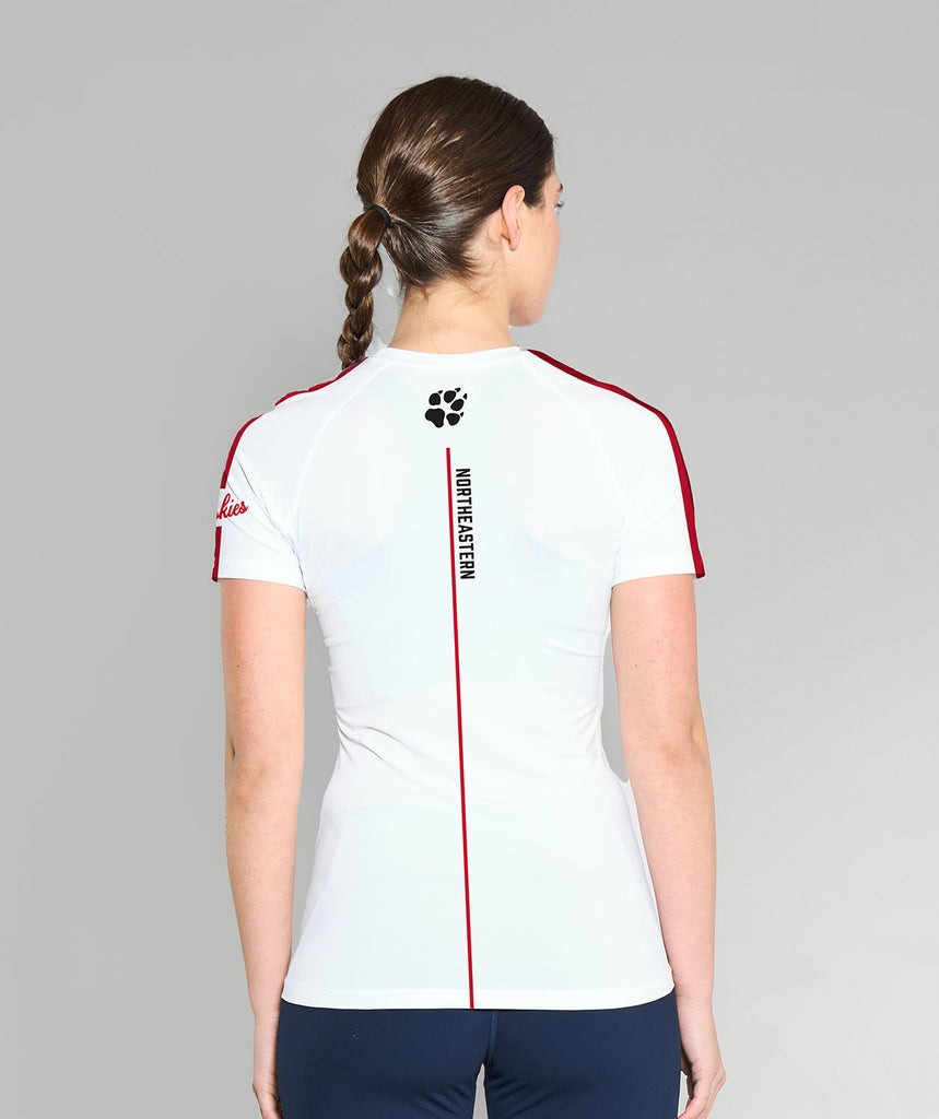 Women's Northeastern University Base Layer SS - White/Red