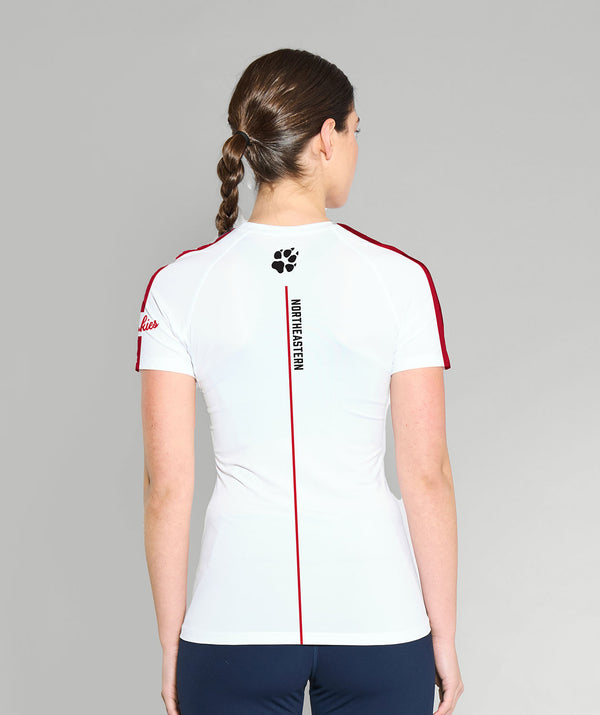 Women's Northeastern University Base Layer SS - White/Red