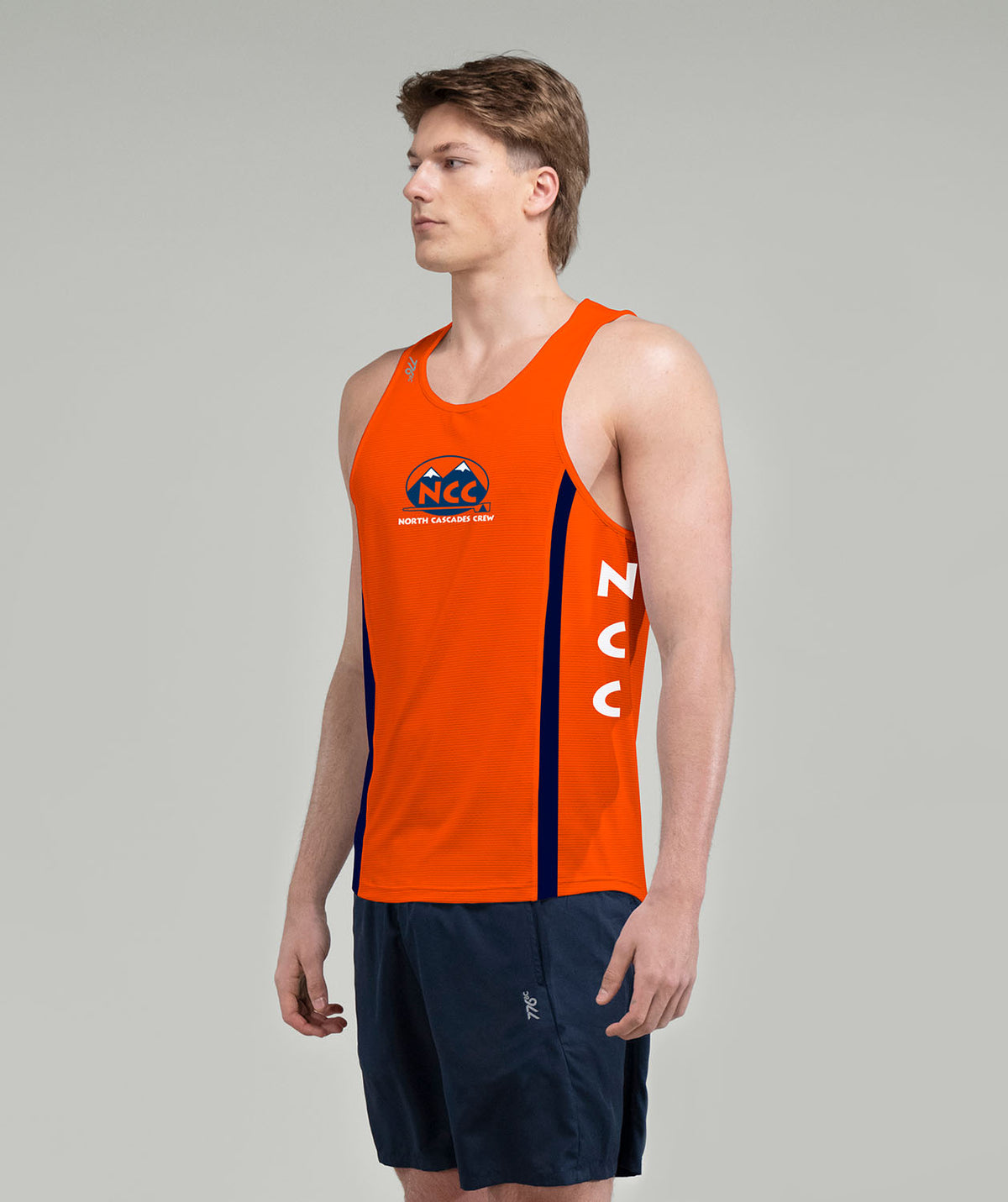 Men's North Cascades Crew Performance Tank - Navy/Orange
