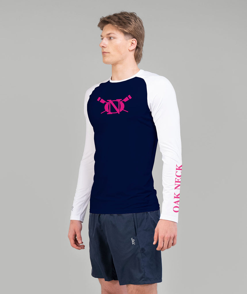 Men's Oak Neck Rowing Base Layer LS - White/Navy