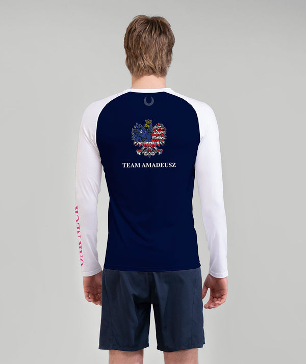 Men's Oak Neck Rowing Base Layer LS - White/Navy