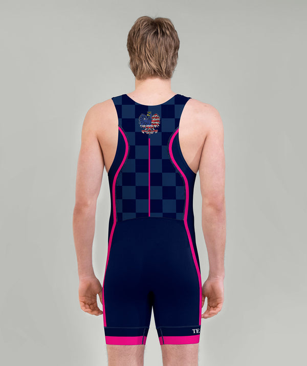Men's Oak Neck Rowing Practice Pro Unisuit - Navy/Pink