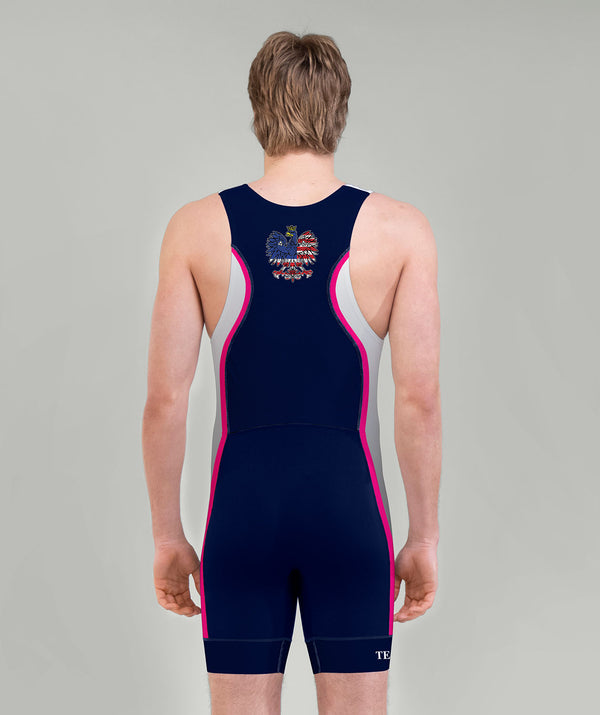 Men's Oak Neck Rowing Race Pro Unisuit - Navy/White/Pink