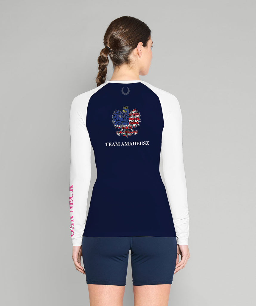 Women's Oak Neck Rowing Base Layer LS - White/Navy