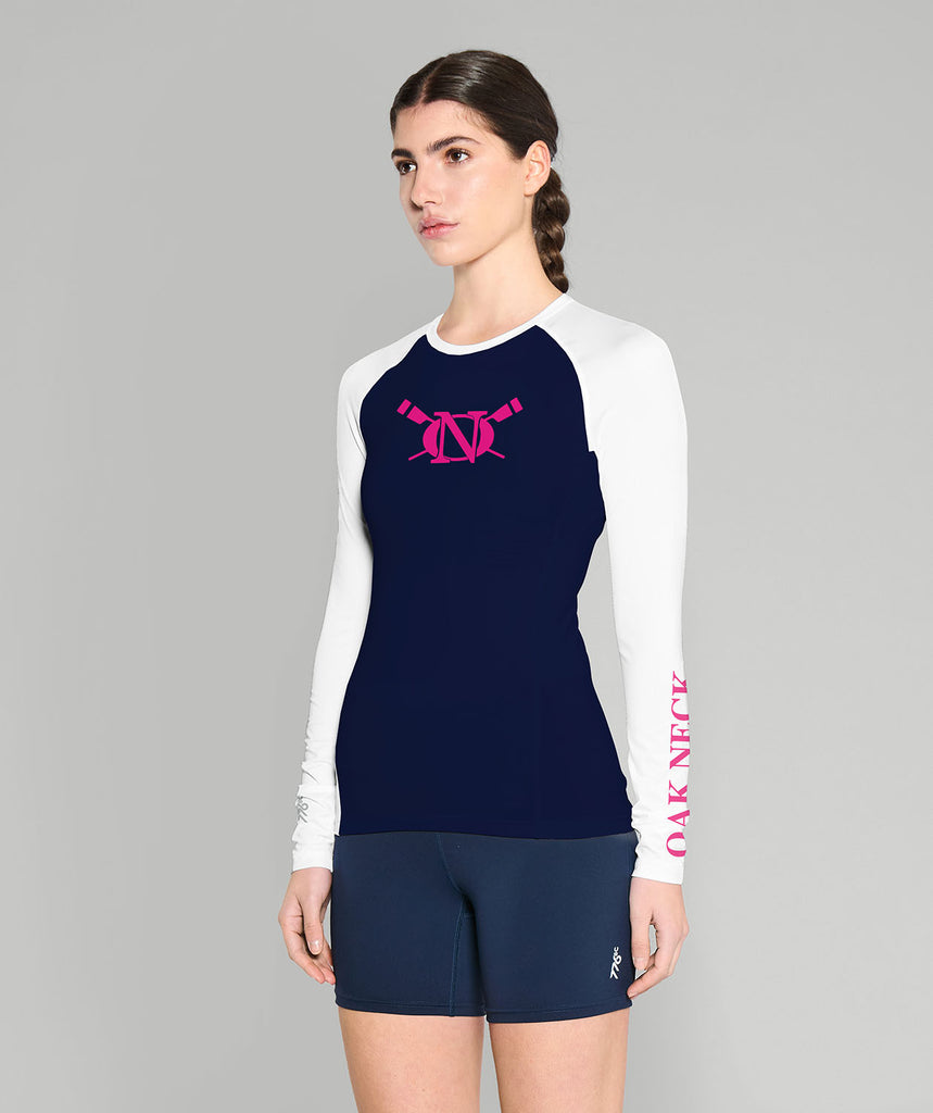 Women's Oak Neck Rowing Base Layer LS - White/Navy