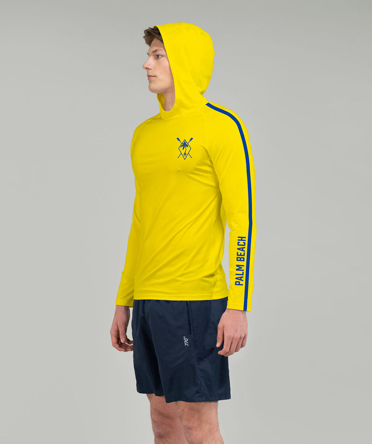 Men's Palm Beach Sun Hoodie LS - Neon Yellow/Royal