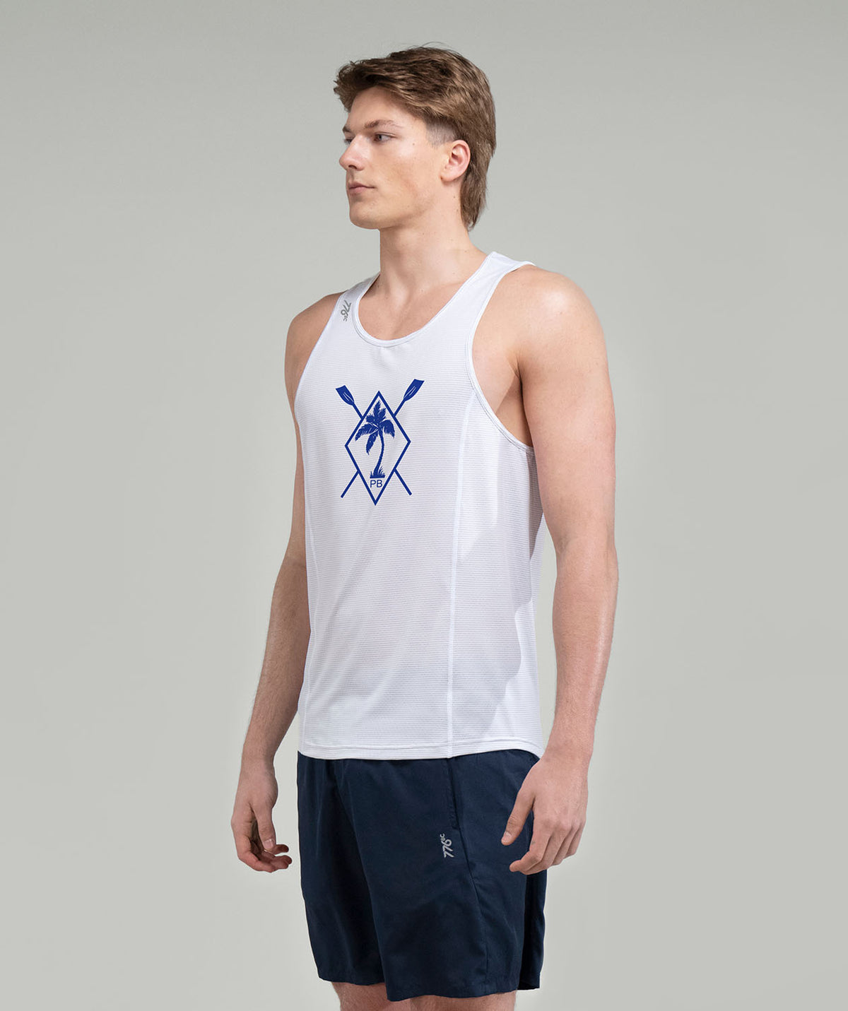 Men's Palm Beach Performance Tank - White/Royal
