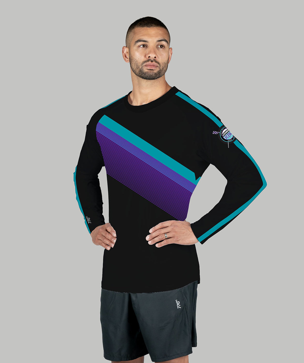 Men's Rochester Boat Club  Training LS - Black/Purple/Teal