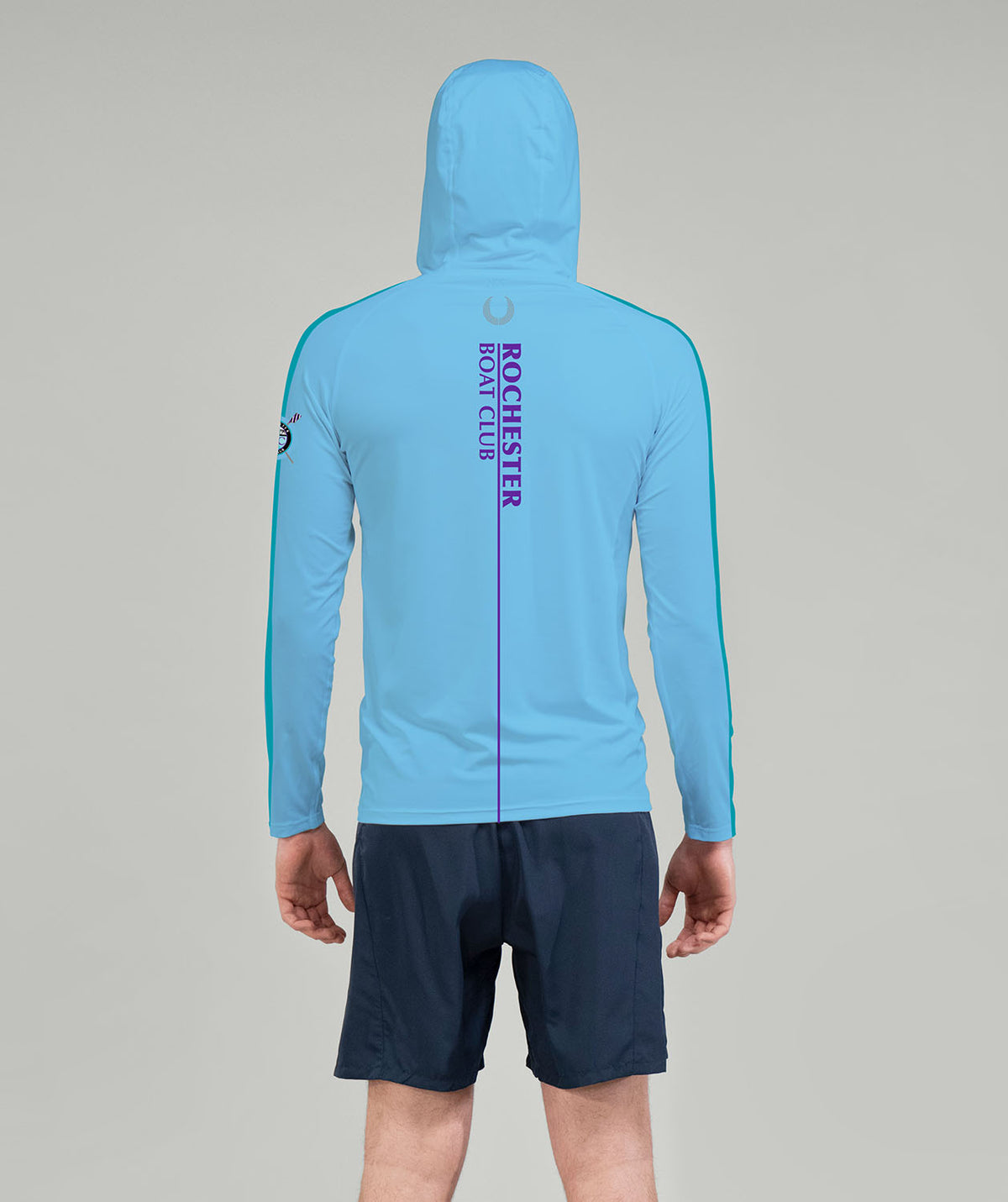 Men's Rochester Boat Club  Sun Hoodie LS - Blue/Purple/Teal