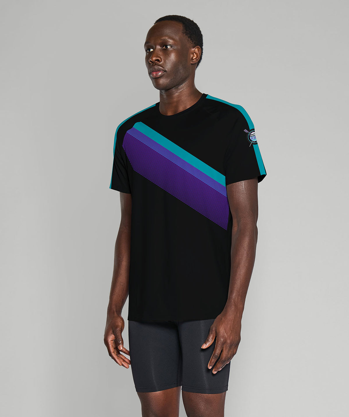 Men's Rochester Boat Club  Training T-Shirt SS - Black/Purple/Teal