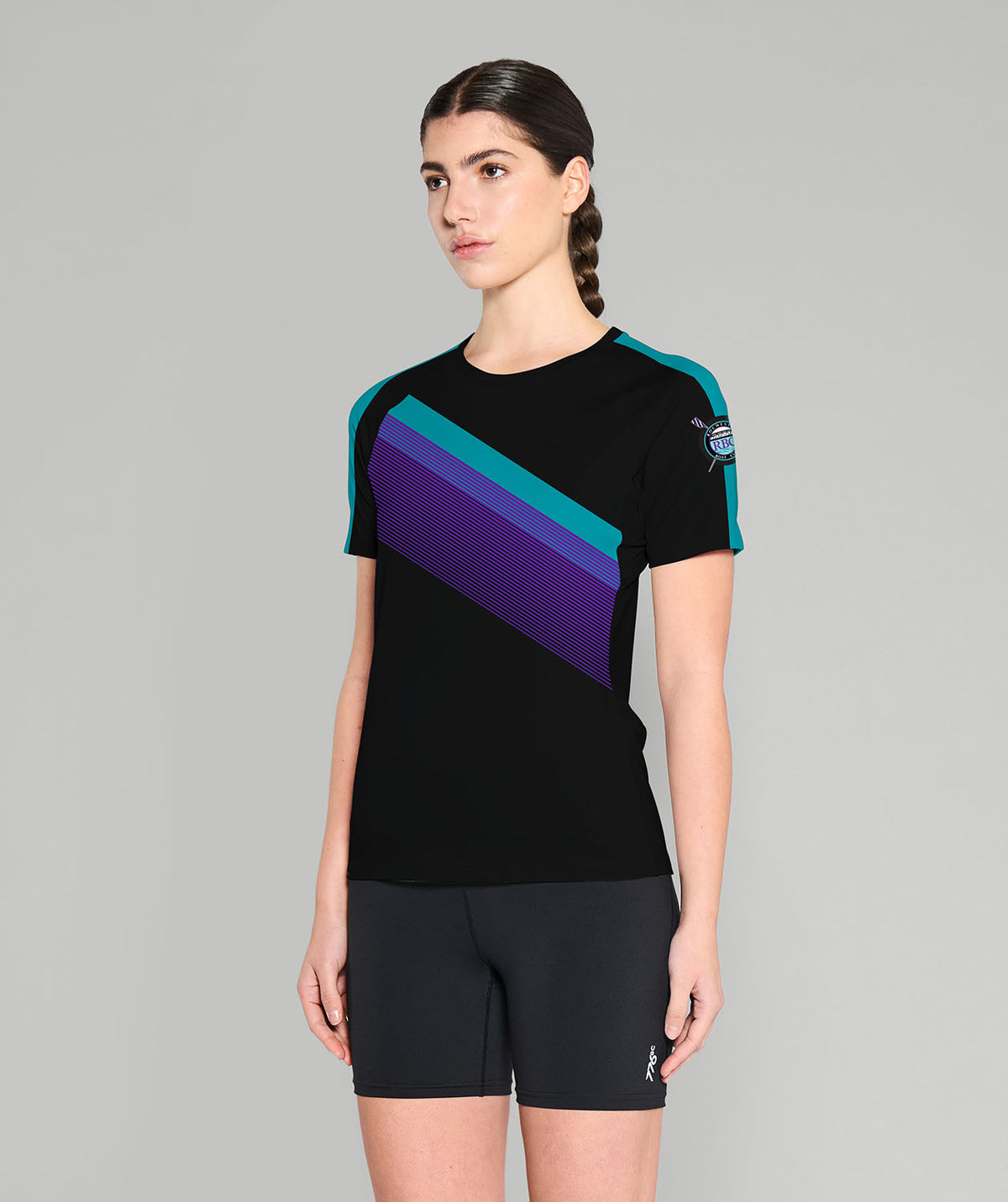 Women's Rochester Boat Club  Training T-Shirt SS - Black/Purple/Teal