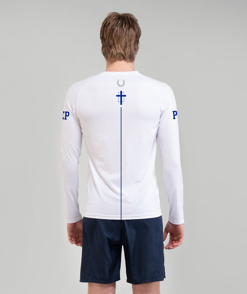 Men's Seattle Prep School Winter Base Layer LS - White/Blue