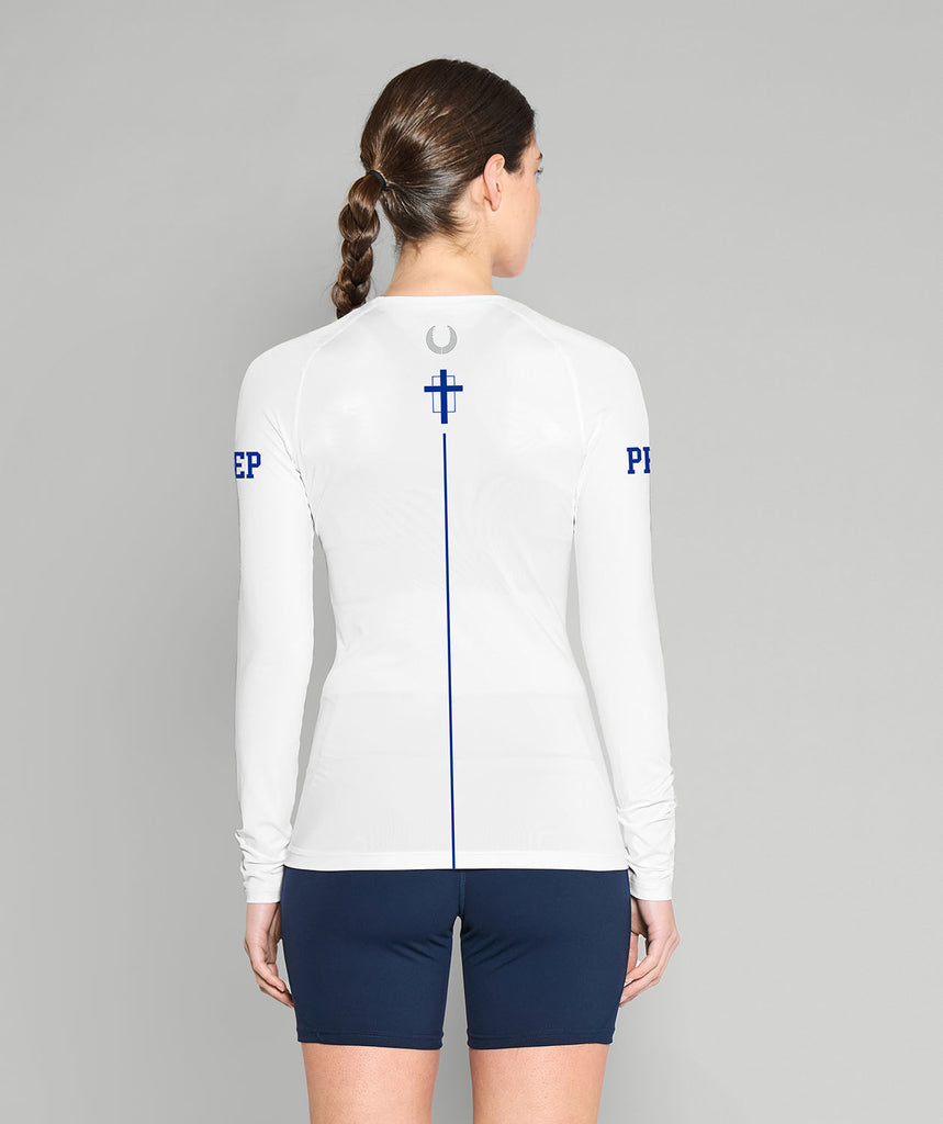Women's Seattle Prep School Winter Base Layer LS - White/Blue