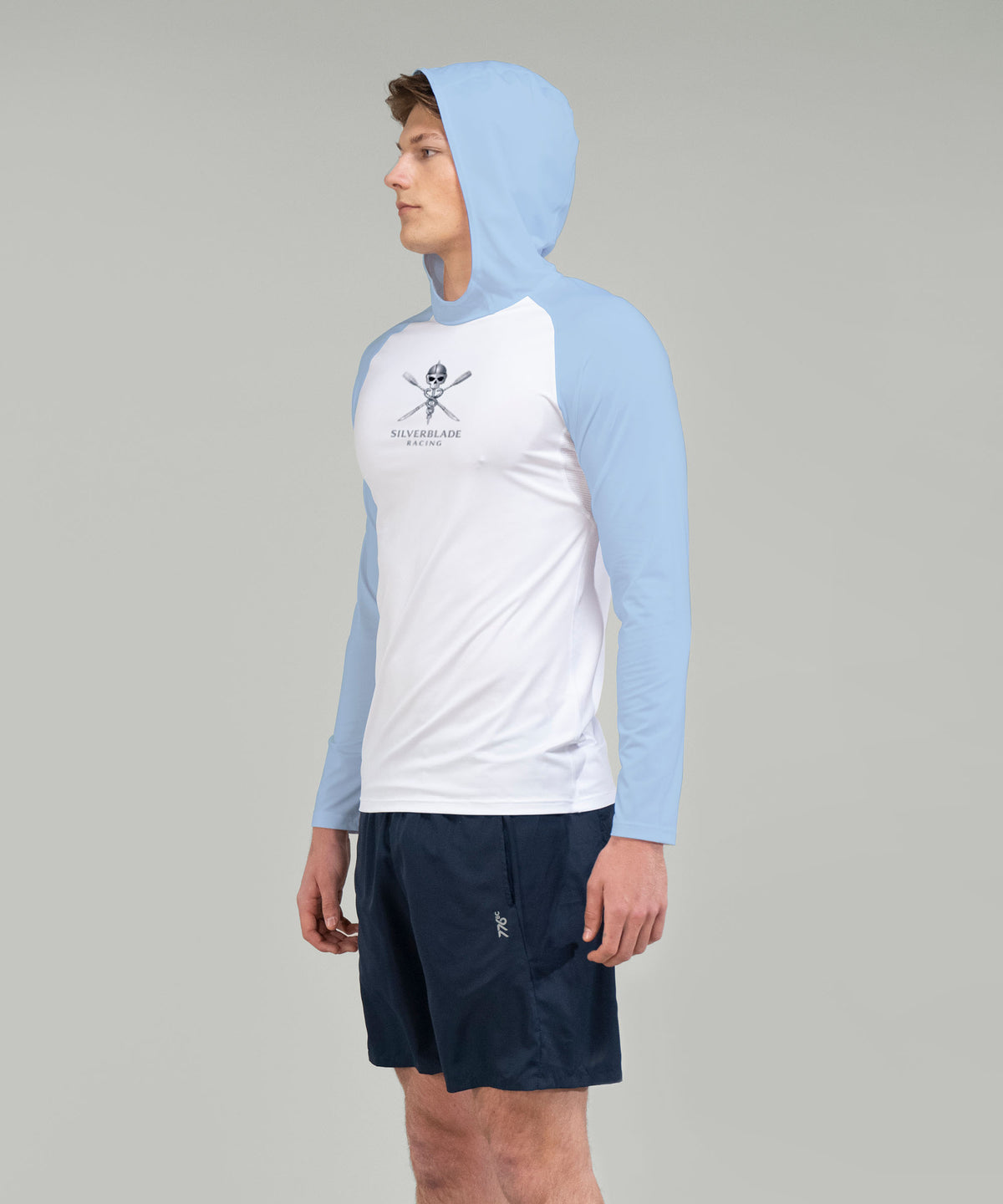 Men's Silverblade Racing Sun Hoodie LS - Blue/White