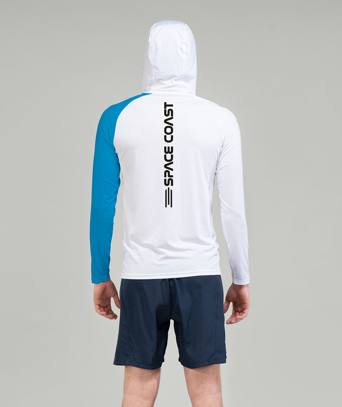 Men's Space Coast Crew Sun Hoody LS - Blue/White