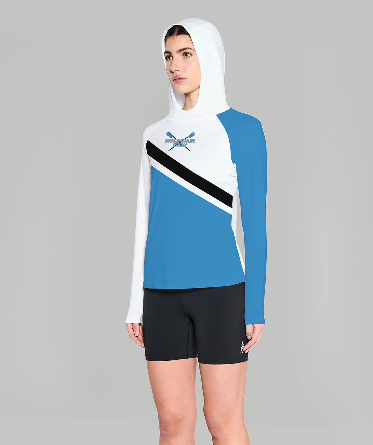 Women's Space Coast Crew Sun Hoody LS - Blue/White