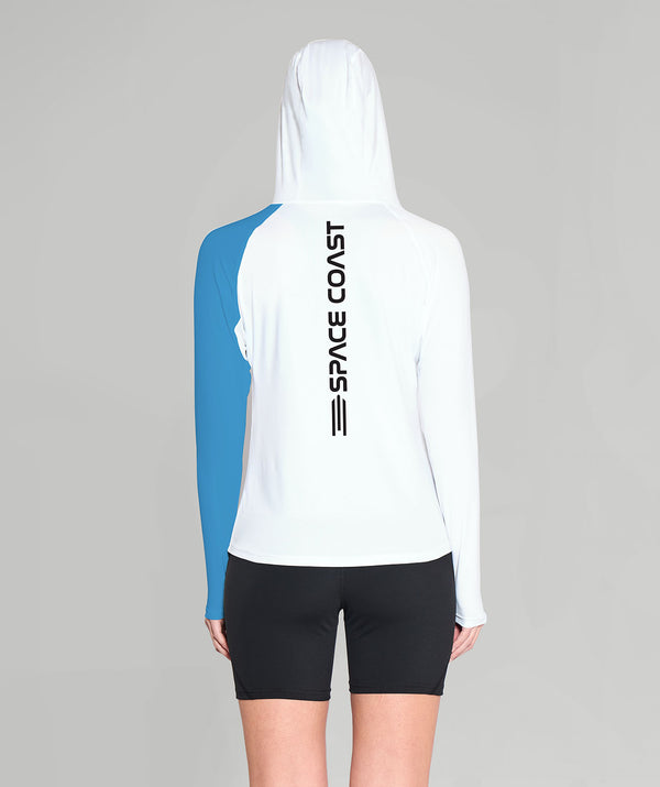 Women's Space Coast Crew Sun Hoody LS - Blue/White