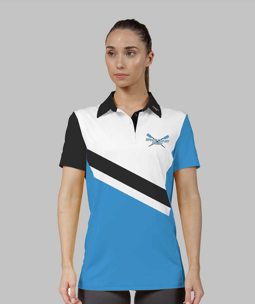 Women's Space Coast Crew Polo SS - Blue/White