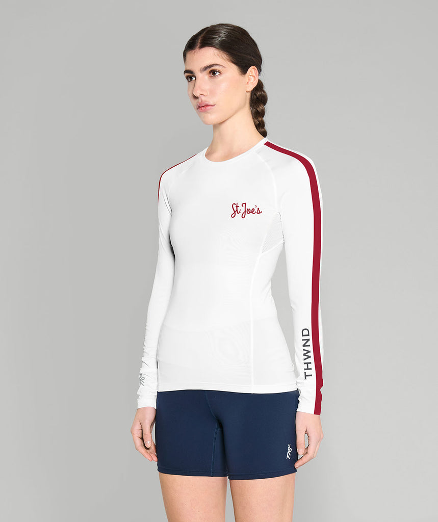 Women's Saint Joseph's University Base Layer LS - White/Red