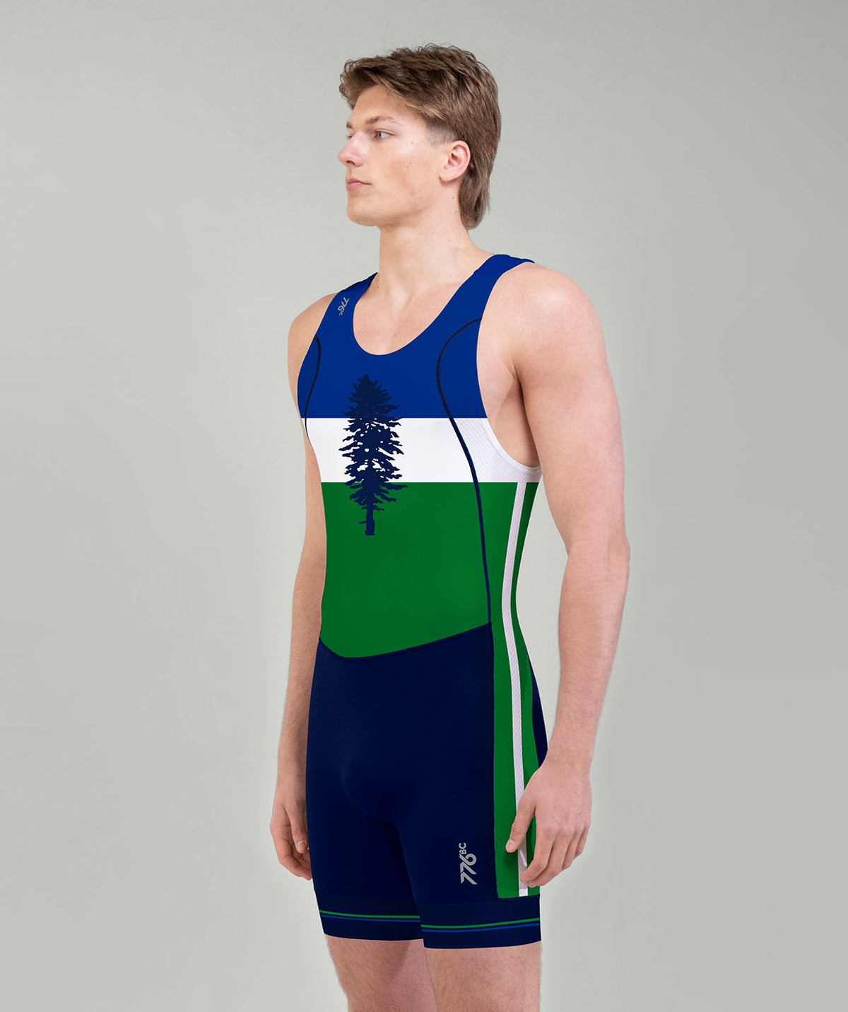 Men's Team Cascadia Pro Unisuit - Blue/White/Green