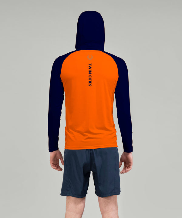 Men's Twin Cities Sun Hoodie LS - Orange/Navy