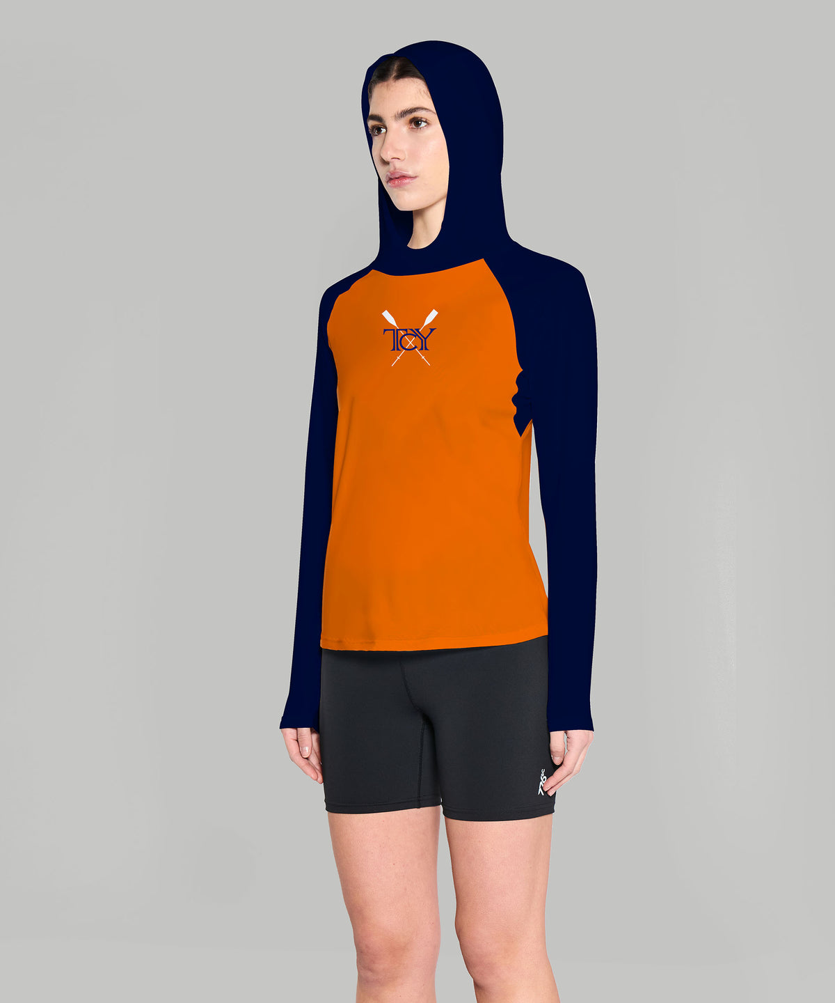 Women's Twin Cities Sun Hoodie LS - Orange/Navy