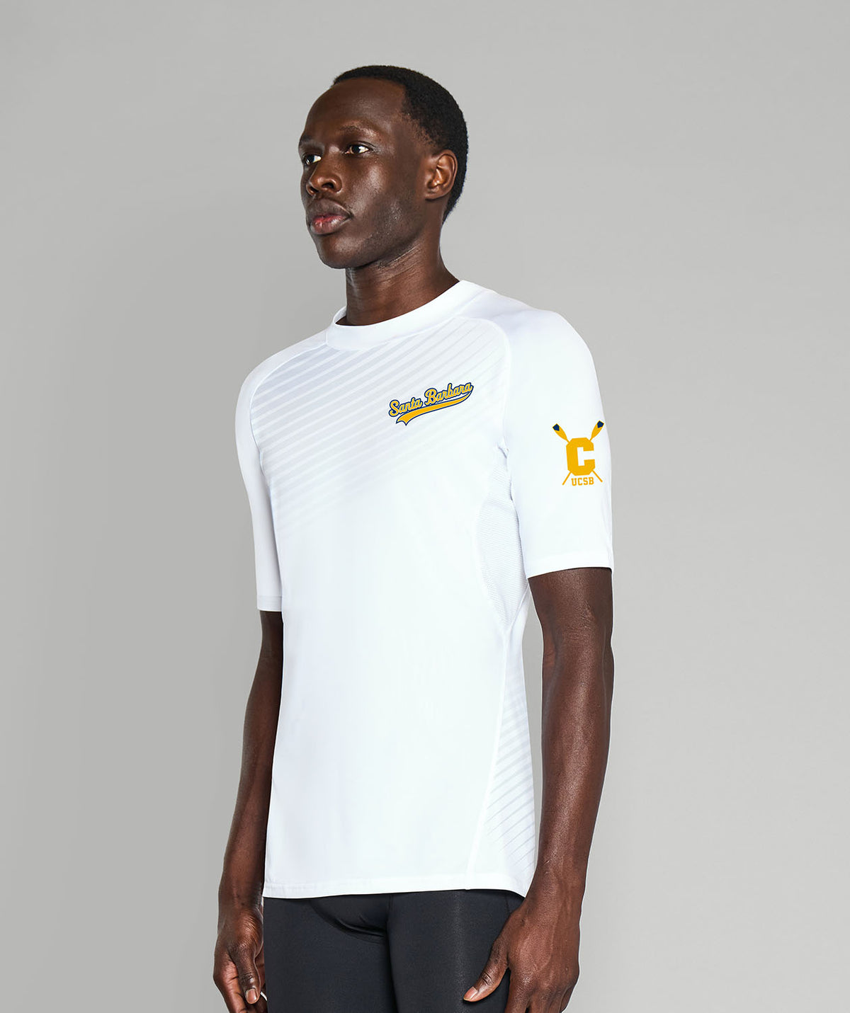 Men's UCSB Rowing Club Base Layer SS - White/Gold