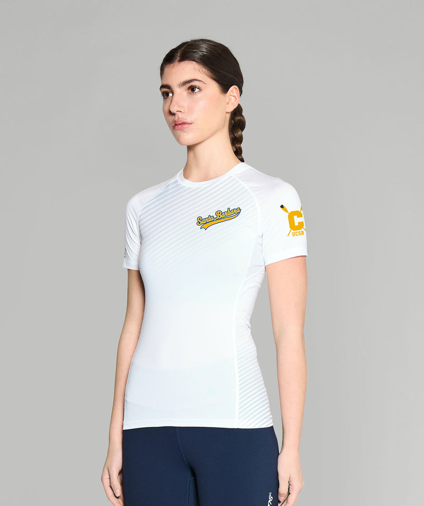 Women's UCSB Rowing Club Base Layer SS - White/Gold