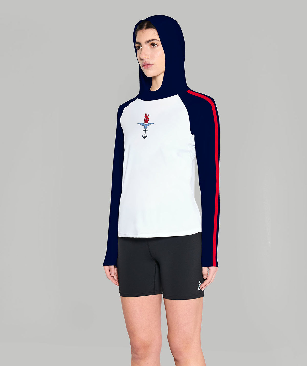 Women's UK Armed Forces Sun Hoodie LS - White/Navy/Red