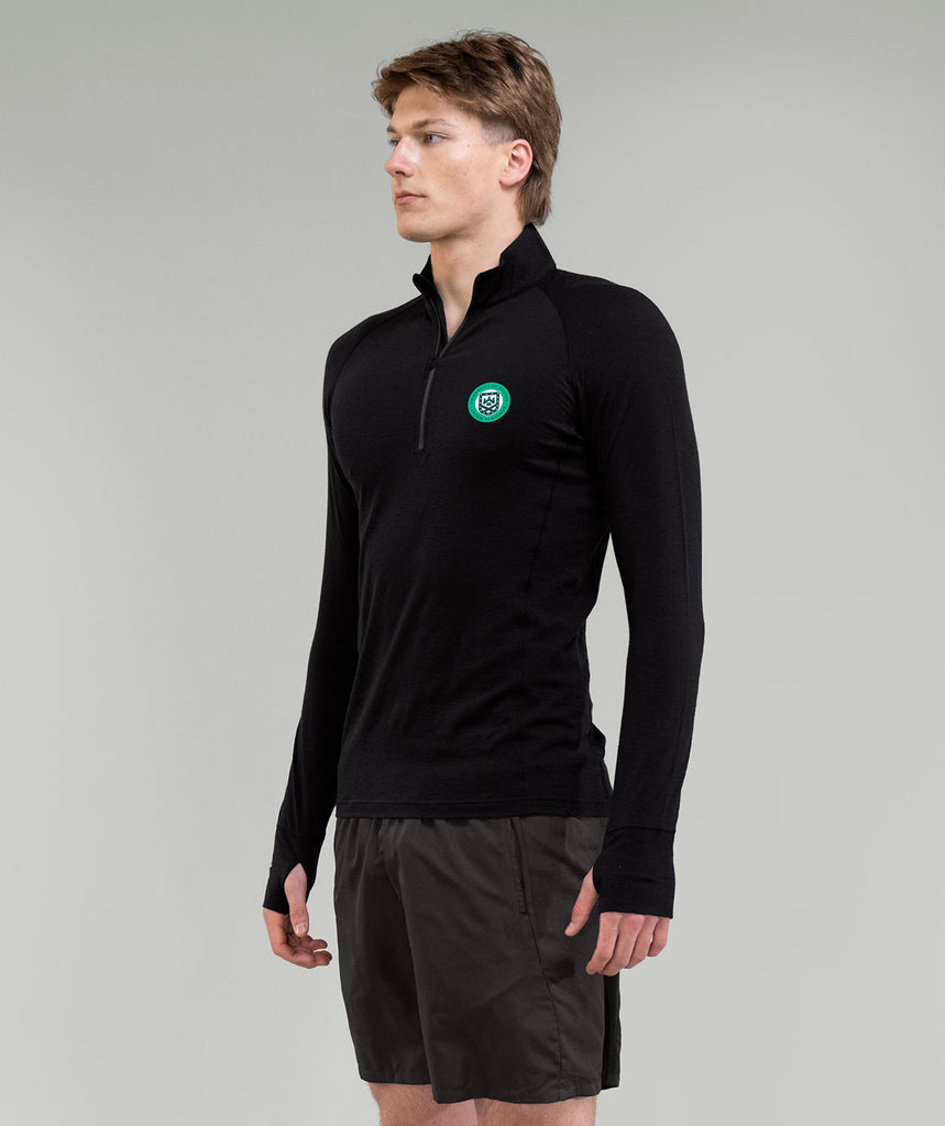 Men's University of Exeter Pro-Merino 1/4 Zip LS - Black