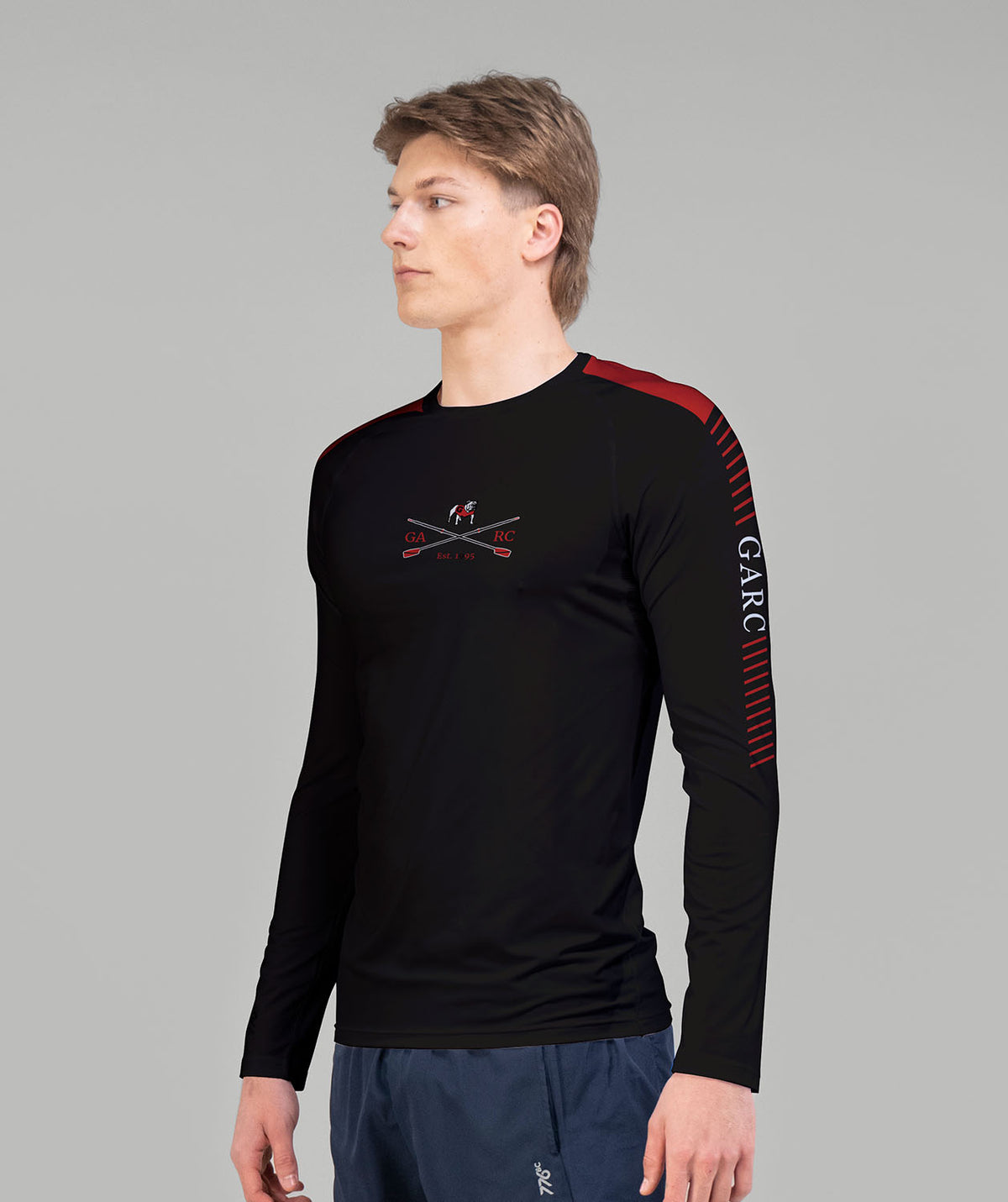 Men's University of Georgia Base Layer LS - Black/Red