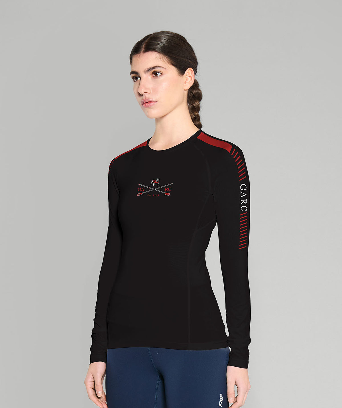 Women's University of Georgia Base Layer LS - Black/Red