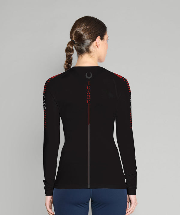 Women's University of Georgia Base Layer LS - Black/Red