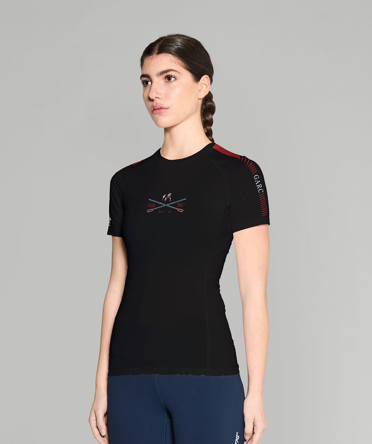 Women's University of Georgia Base Layer SS - Black/Red