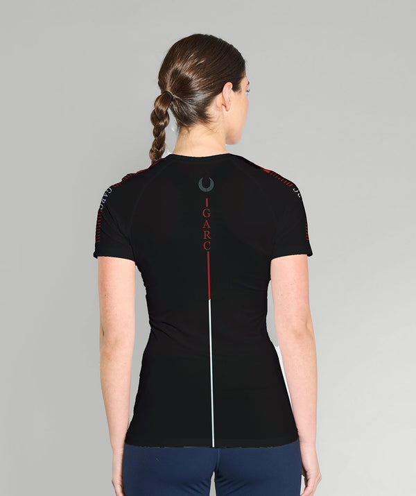 Women's University of Georgia Base Layer SS - Black/Red
