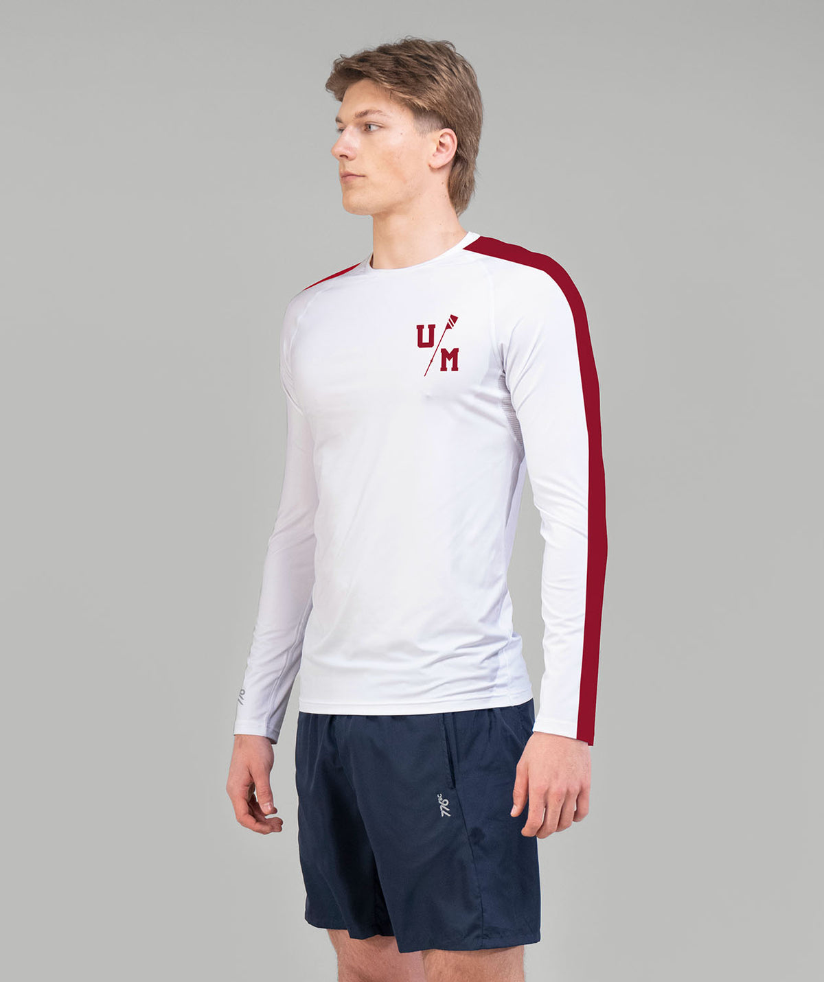 Men's University of Massachusetts Base Layer LS - White/Maroon